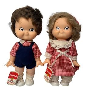 Vintage Campbell Soup 1988 Special Edition Boy & Girl Kid Dolls W/Original Tags
